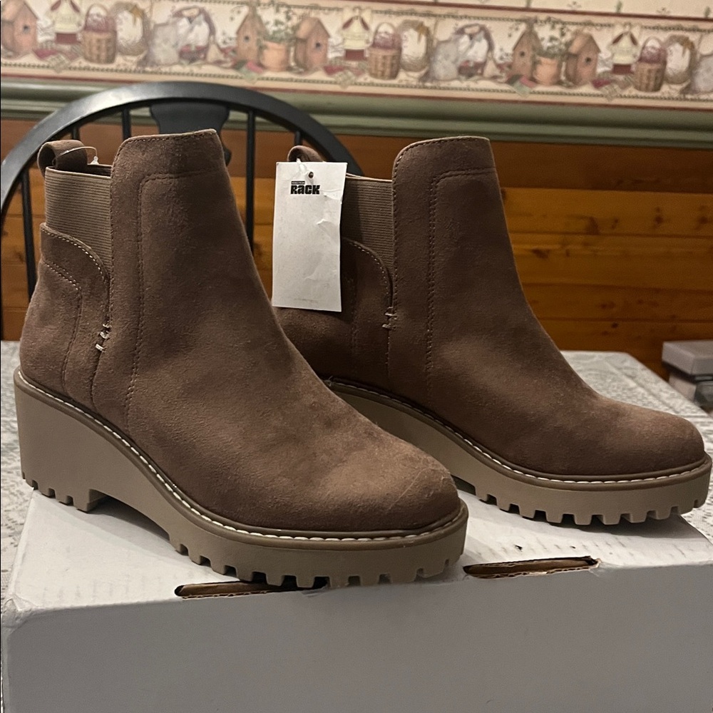 DV by Dolce Vita Taupe Suede Lug Sole Boots